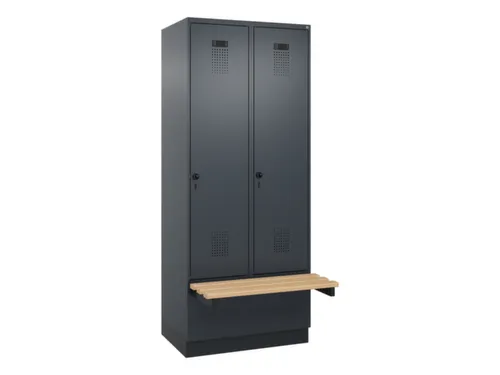 locker met bank,HxBxD 1950x800x815mm,2vak,vak B 400mm,draaigrendel