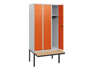 locker met bank,HxBxD 1950x900x815mm,3vak,vak B 300mm,cil.-slot - 2