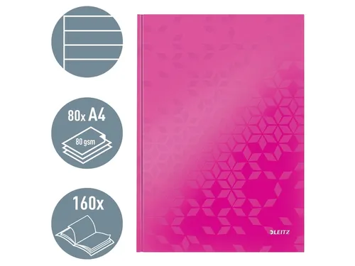 Notitieboek Leitz WOW A4 lijn roze