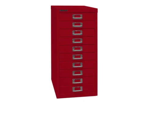 kantoor-ladekast HxBxD 590x279x380mm 10 laden romp kardinaalrood staal