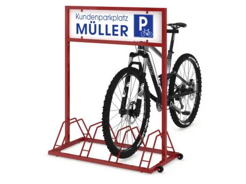 fietsstandaard,m. reclamevlak,L 1000mm,4instelplaatsen