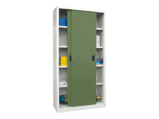 schuifdeurkast,HxBxD 1950x1000x400mm,RAL7035,front RAL6011 - 2