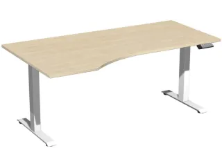 In hoogte verstelbaar bureau in vrije vorm,HxBxD 730-1230x1800x1000mm - 1
