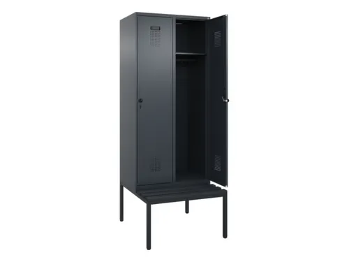 locker met bank,HxBxD 2120x800x815mm,2vak,vak B 400mm,draaigrendel