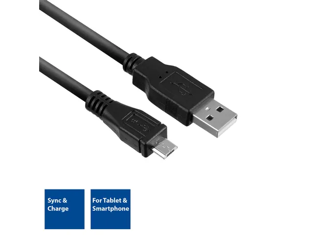 Kabel ACT USB 2.0 naar MicroB laad -en data 1 meter