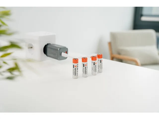 Verbatim USB-C oplaadbare batterijen AA 4 stuks