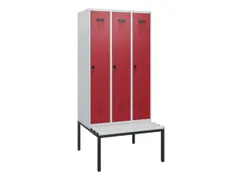 locker met bank,HxBxD 1950x900x815mm,3vak,vak B 300mm,draaigrendel