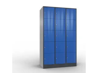 lockerkast,HxBxD 1950x1150x640mm,3x5vakken,romp RAL7021,front RAL5010 - 2