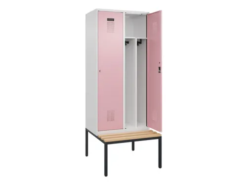 locker met bank,voor scheiding van kleding,HxBxD 2120x800x815mm,2vak