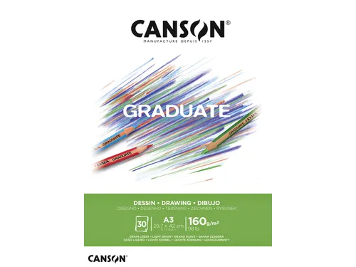 Tekenpapier Canson Graduate Drawing 30vel 160gr A3 helderwit