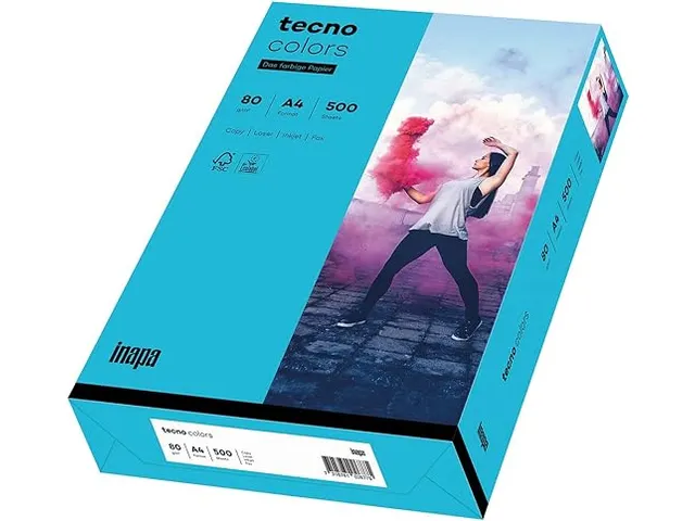 Inapa Tecno colors Gekleurd papier A4 Blauw 80 gram 500vel