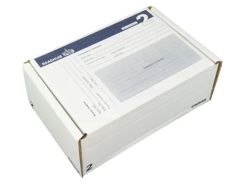 postpakketdoos 2 Raadhuis 200x140x80mm wit bedrukt 5 stuks