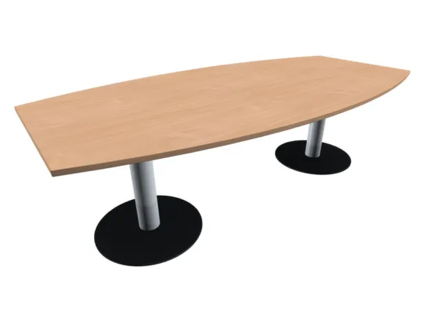 Vergadertafel vatvormig hxbxd 72x240x80/120cm blad beuken 2voeten Alu