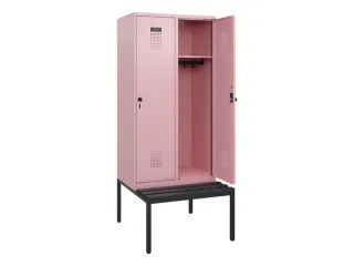 locker met bank,HxBxD 1950x800x815mm,2vak,vak B 400mm,draaigrendel - 1