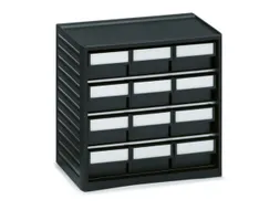 ESD-assortimentskast,HxBxD 290x310x180mm,12lade(n),laden zwart