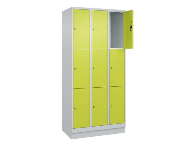 lockerkast,HxBxD 1950x900x500mm,3x3vakken,vak B 300mm,cil.-slot,sokkel
