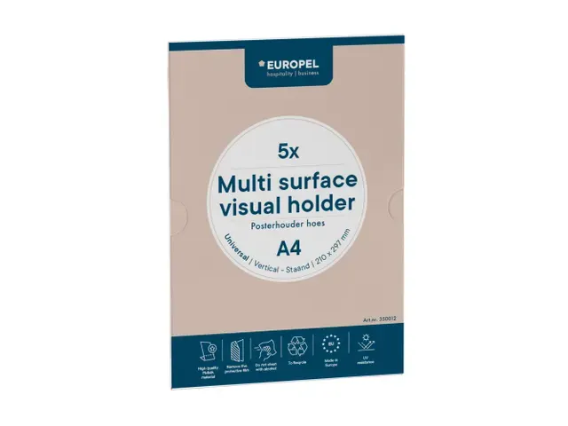 Zelfklevende Posterhouder A4 Multi-Surface Voor Glad set van 5 stuks