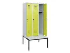 locker met bank,HxBxD 1950x900x815mm,3vak,vak B 300mm,draaigrendel