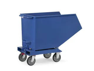 Bakwagen Met Wielen Met Vorksloffen Inhoud 400ltr Blauw Ral 5007 - 4