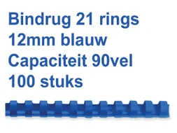 Bindrug Fellowes 12mm 21-rings A4 blauw 100stuks