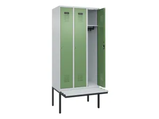 locker met bank,HxBxD 2120x900x815mm,3vak,vak B 300mm,cilinderslot - 1