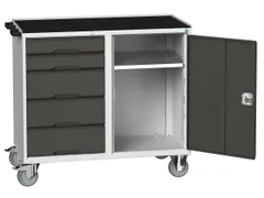 montagetafel 980x1300x600mm multiplexblad 5 laden kast front RAL7035