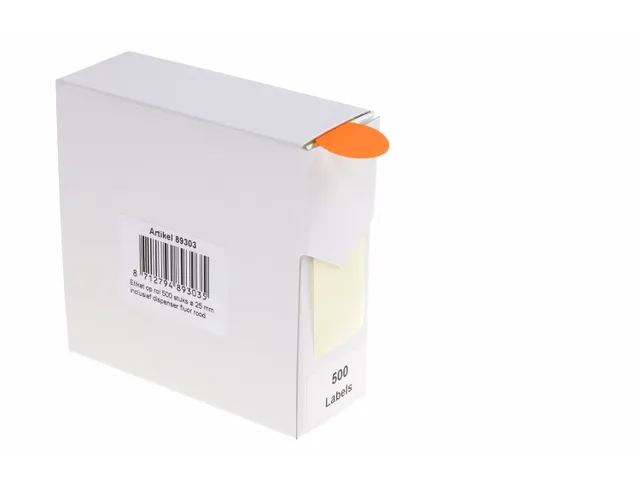 Etiquette sur rouleau 25mm rouge fluo + dévidoir 500 pièces