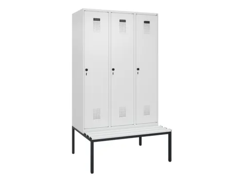 locker met bank,voor scheiding van kleding,HxBxD 2120x1200x815mm,3vak