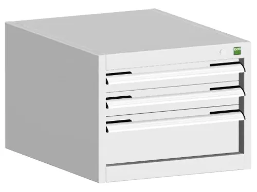 ladekast HxBxD 400x525x525mm 3laden RAL7035 front RAL7035