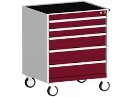 ladekast verrijdbaar 980x800x525mm 5laden romp RAL7035 front RAL3004