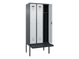 locker met bank,voor scheiding van kleding,HxBxD 2120x900x815mm,3vak - 1