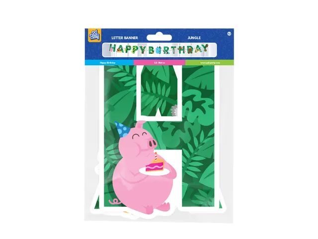 Letterslinger Happy Birthday Jungle Groen 2,5 meter