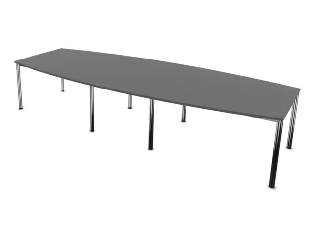 vergadertafel,HxBxD 740x3600x1400mm,vatvormig,MS-donkergrijs