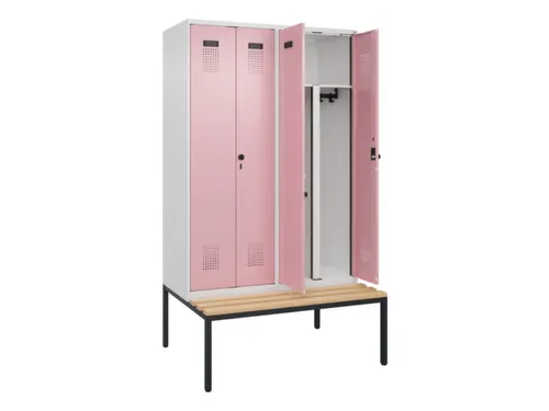 PBM-locker met bank,HxBxD 2120x1200x815mm,4vak,vak B 300mm
