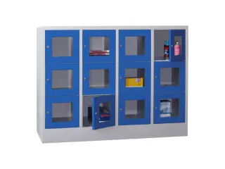 lockerkast,HxBxD 1187x1600x500mm,4x3vakken,RAL7035,front RAL5010 - 2
