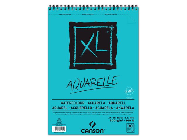 Aquarelblok Canson XL A4 30v 300gr spiraal | ArtSupplyShop.nl