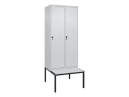 locker met bank,HxBxD 2120x800x815mm,2vak,vak B 400mm,draaigrendel