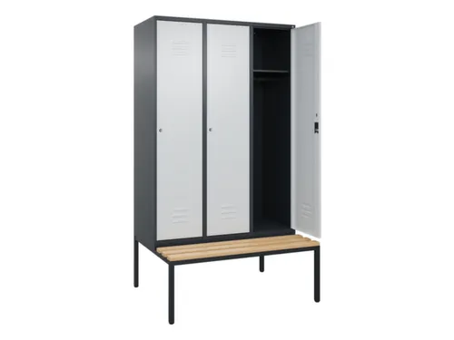 locker met bank,HxBxD 2120x1200x815mm,3vak,vak B 400mm,cil.-slot