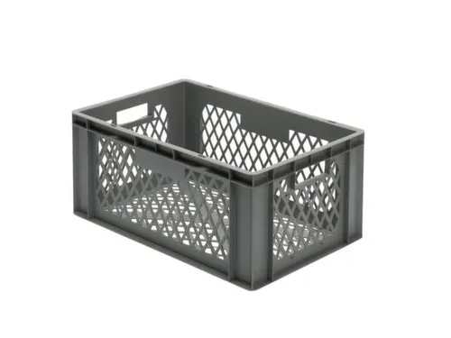 Euronorm-stapelbak 51l 270x600x400mm Wanden/bodem Opengewerkt Grijs