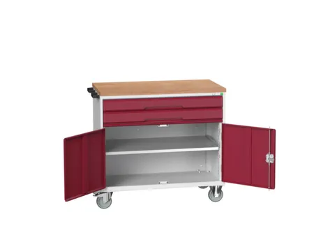 gereedschapswagen 980x1050x600mm multiplexblad 2 laden+Kast RAL3004