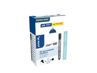 Viltstift PILOT 100 rond fijn zwart doos à 15+5 gratis - 2