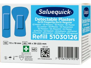 Salvequick Blauw Detectable Pleisters Vingertop/Normaal - 6