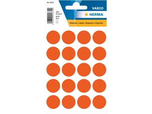 HERMA 1872 Multipurpose etiketten Rond 19mm Rood 100 stuks