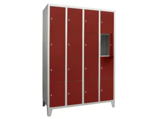 lockerkast,HxBxD 1850x1200x500mm,4x4vakken,RAL7035,front RAL3000 - 2