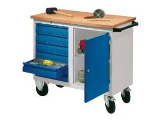 Werkplaatswagen 6 Laden 400kg Staalplaat Ral7035 Front Ral5010 - 2