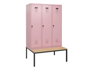 locker met bank,HxBxD 1950x1200x815mm,3vak,vak B 400mm,draaigrendel - 2