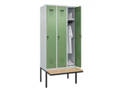 locker met bank,HxBxD 2120x900x815mm,3vak,vak B 300mm,draaigrendel