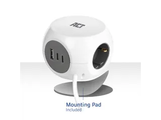Stekkerblok ACT 3 voudig inclusief 2x USB C en A 1.5 meter wit/grijs - 5