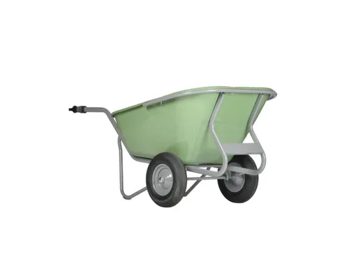 aluminium kruiwagen,230l,HxBxD 730x900x1600mm,HDPE-bak,groen,aluminium