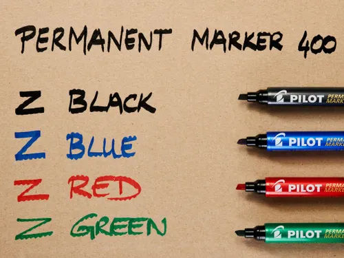 Pilot Permanent Marker 400 Brede Schuine punt Blauw 15+5 gratis